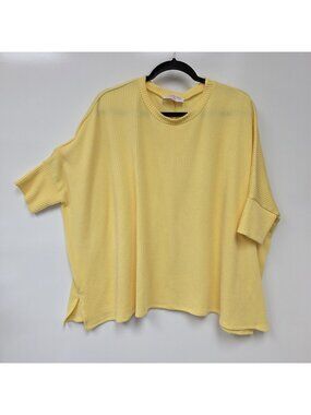 Discount Divas Boutique Sweater Womens One Size Yellow Waffle Knit Pullover